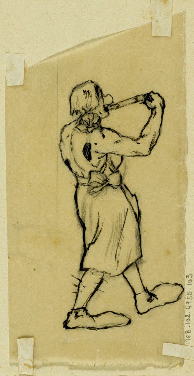 partie d'un ensemble de dessins Clown musicien 1968.102.4955.103 Photo Mucem