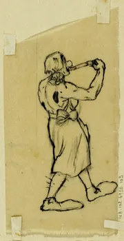 partie d'un ensemble de dessins Clown musicien 1968.102.4955.103  Photo Mucem