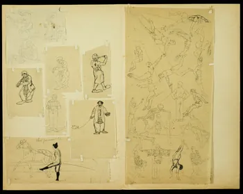 partie d'un ensemble de dessins Clown musicien 1968.102.4955.103  Photo Mucem