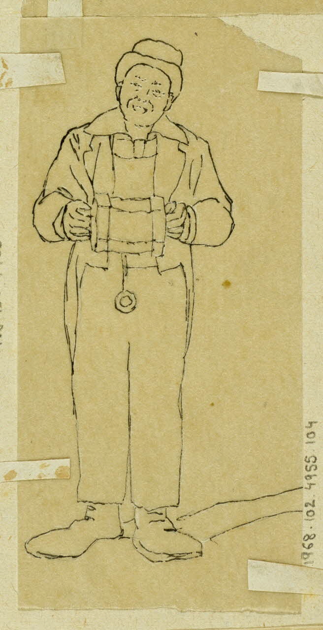 partie d'un ensemble de dessins Clown musicien 1968.102.4955.104 Photo Mucem