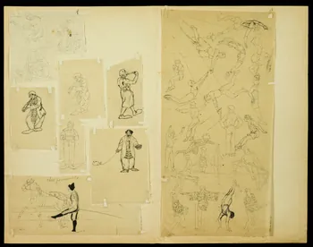 partie d'un ensemble de dessins Clown musicien 1968.102.4955.104  Photo Mucem