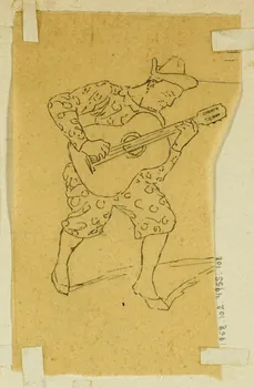 partie d'un ensemble de dessins Clown musicien 1968.102.4955.108  Photo Mucem