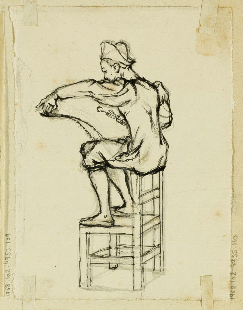 partie d'un ensemble de dessins Clown musicien 1968.102.4955.110 Photo Mucem