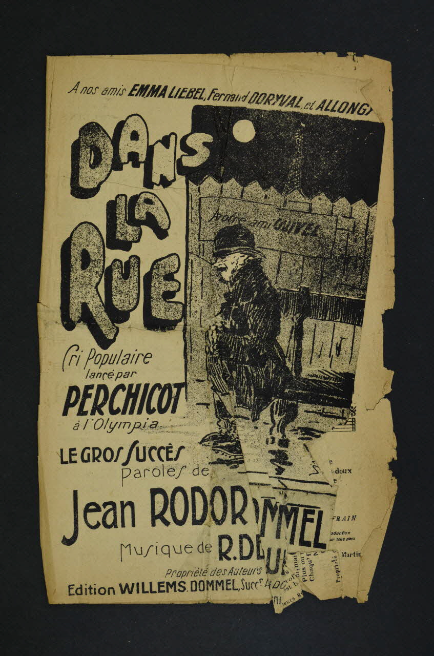Lucien Dommel ; Jean Rodor ; Romain Desmoulins ; Maurice André ; Willems chanson petit format Île-de-France, France 1900-1950 1966.158.213 Photo Mucem