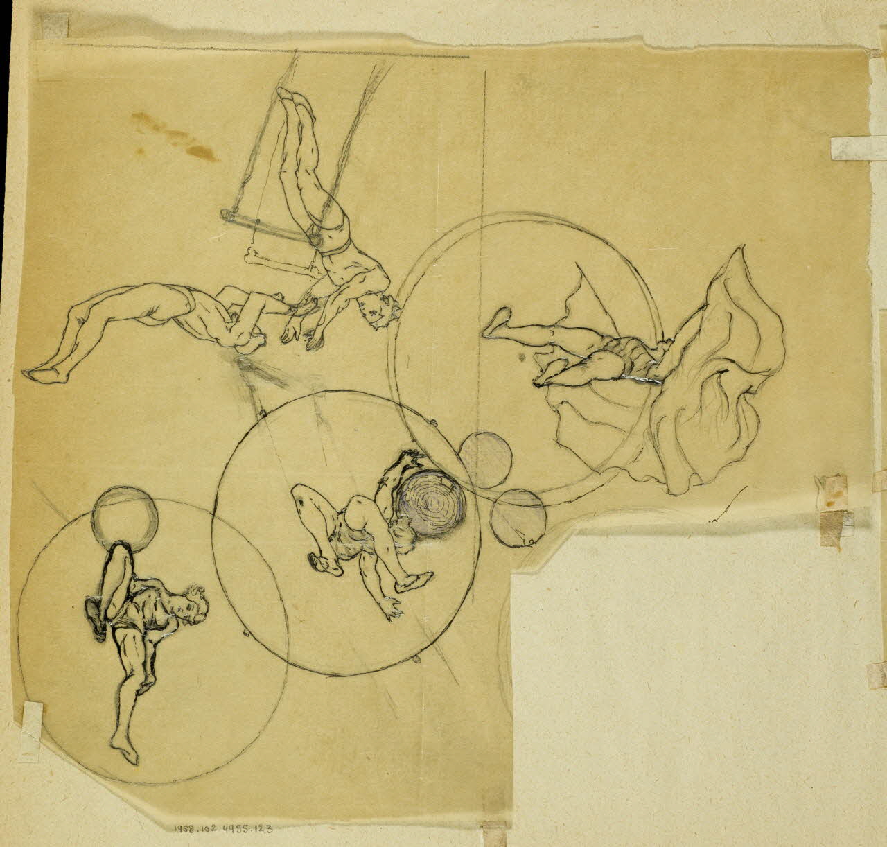 partie d'un ensemble de dessins Acrobates et trapézistes 1968.102.4955.123 Photo Mucem