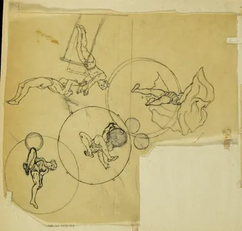 partie d'un ensemble de dessins Acrobates et trapézistes 1968.102.4955.123  Photo Mucem
