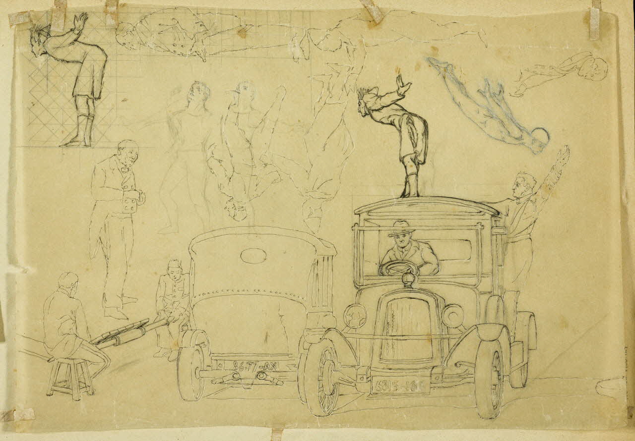 partie d'un ensemble de dessins Acrobates et automobiles 1968.102.4955.124 Photo Mucem