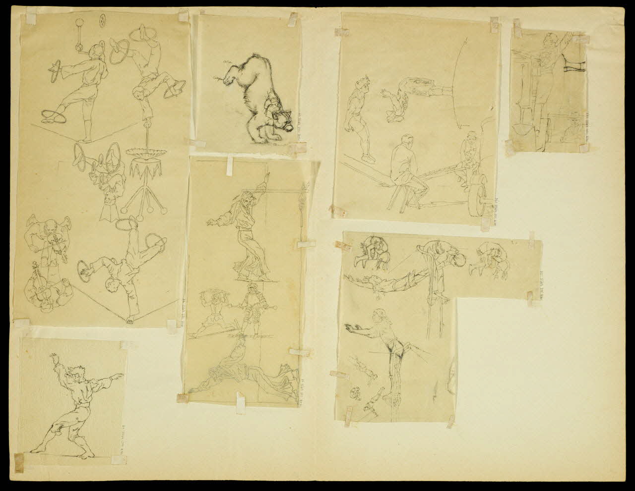 partie d'un ensemble de dessins Acrobates sur échasses 1968.102.4955.128 Photo Mucem