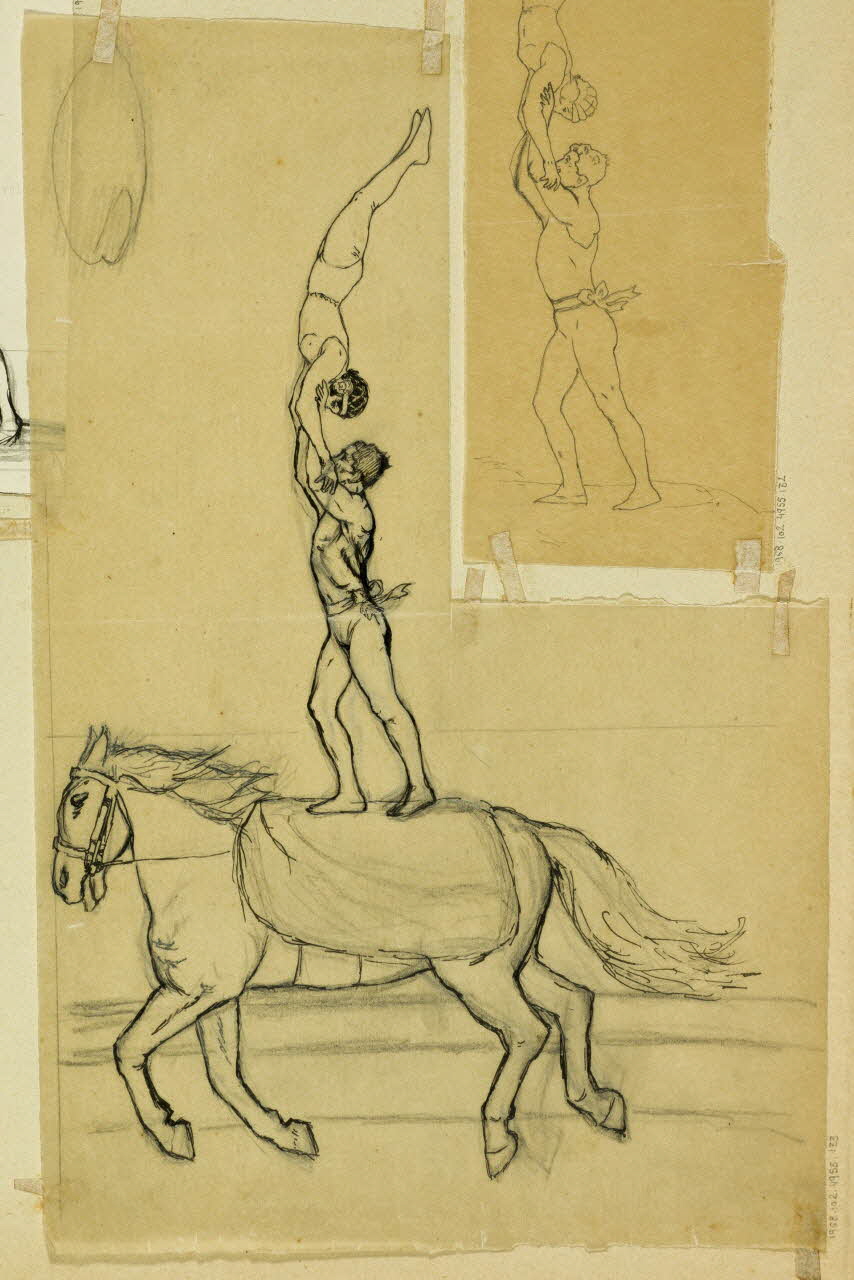 partie d'un ensemble de dessins Acrobatie équestre 1968.102.4955.133 Photo Mucem