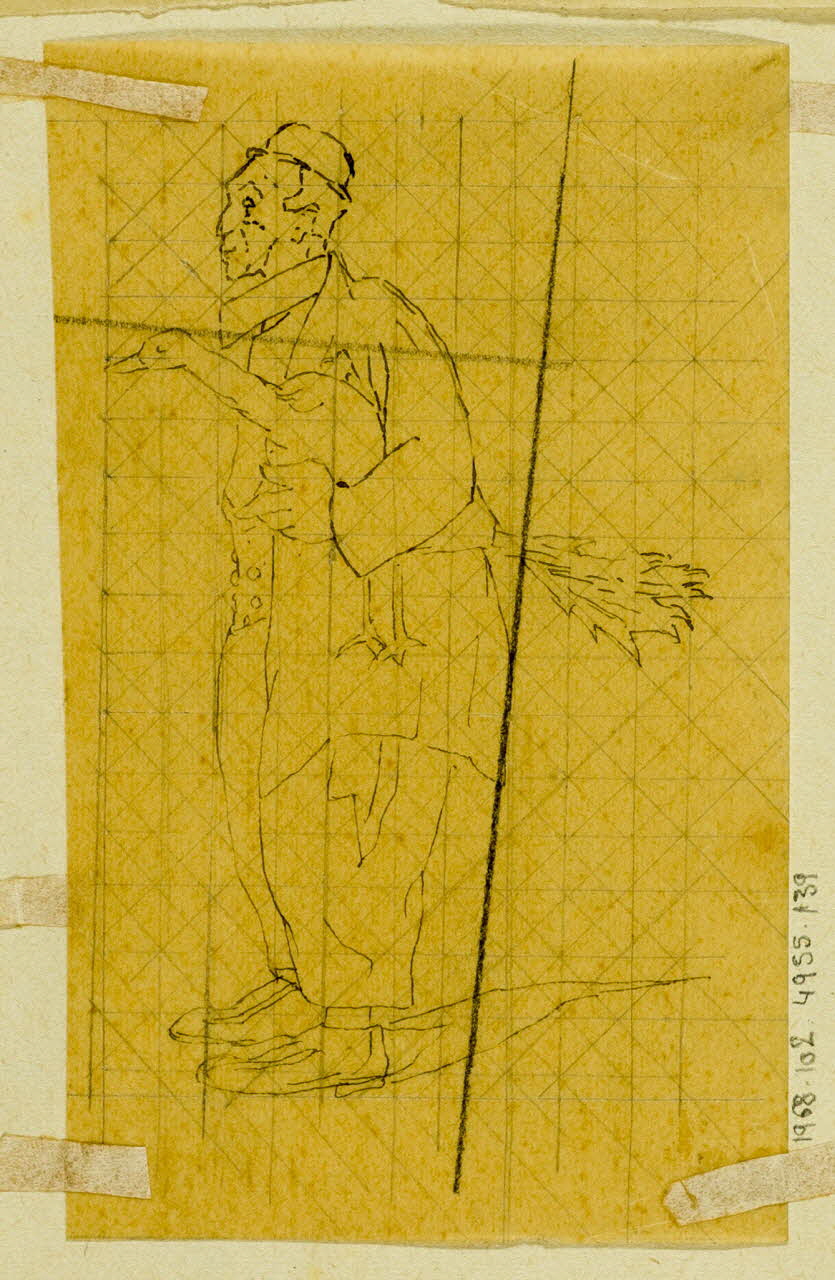 partie d'un ensemble de dessins Homme tenant une oie 1968.102.4955.139 Photo Mucem