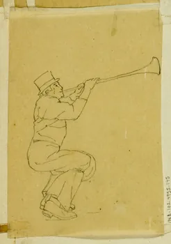 partie d'un ensemble de dessins Joueur de trompette 1968.102.4955.145 Photo Mucem