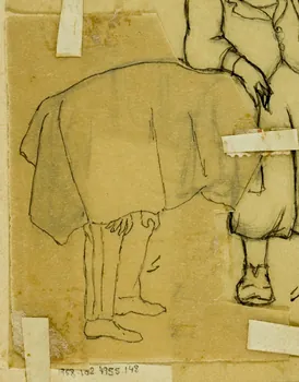 partie d'un ensemble de dessins Homme accroupi sous un tissu 1968.102.4955.148  Photo Mucem