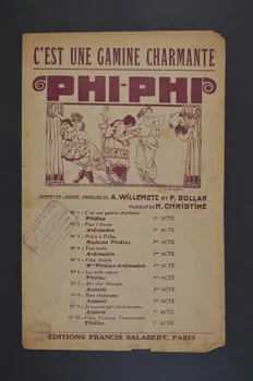 Fabien Sollar ; Albert Willemetz ; Henri Christiné ; Francis F. Salabert chanson petit format Île-de-France, France 1918 1966.158.214 Photo Mucem
