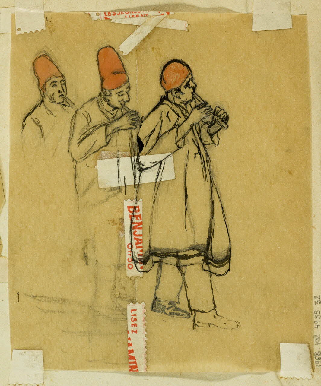 partie d'un ensemble de dessins Musiciens 1968.102.4955.32 Photo Mucem