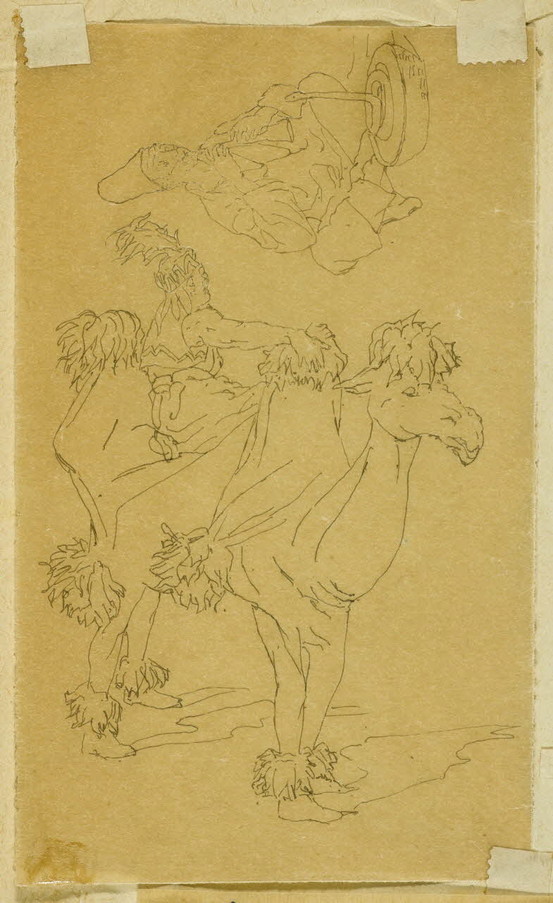 partie d'un ensemble de dessins Chameau et charmeur de serpent 1968.102.4955.33 Photo Mucem
