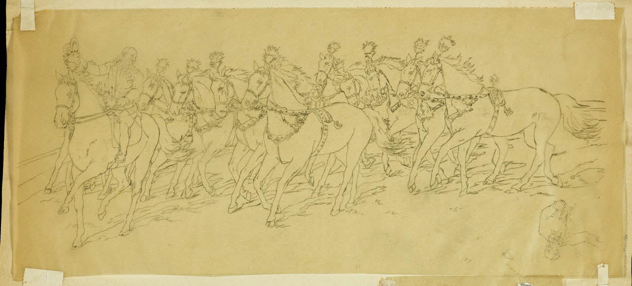 partie d'un ensemble de dessins Cavalier et chevaux 1968.102.4955.35 Photo Mucem