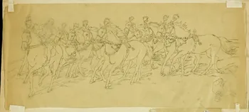 partie d'un ensemble de dessins Cavalier et chevaux 1968.102.4955.35 Photo Mucem