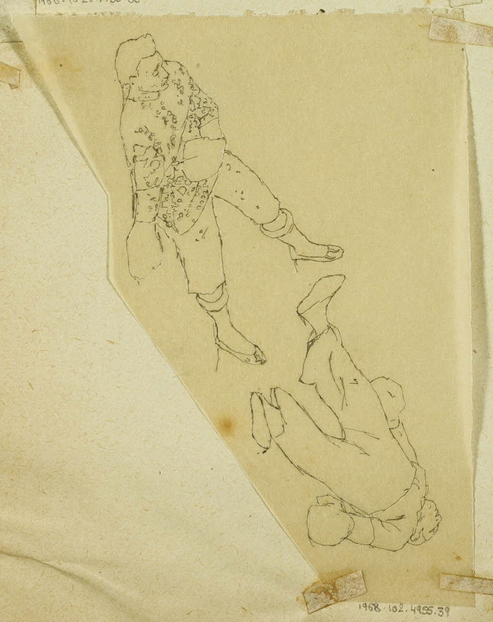 partie d'un ensemble de dessins Hommes allongés 1968.102.4955.39 Photo Mucem