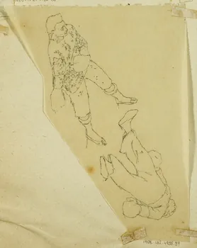 partie d'un ensemble de dessins Hommes allongés 1968.102.4955.39  Photo Mucem