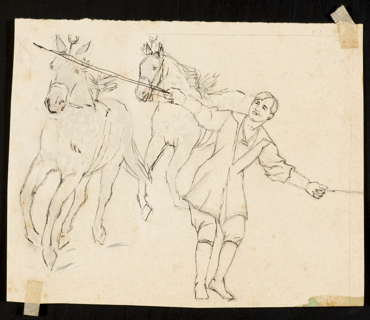 partie d'un ensemble de dessins Dressage des chevaux 1968.102.4955.45 Photo Mucem