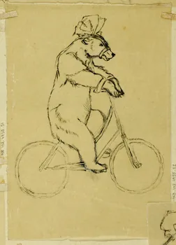 partie d'un ensemble de dessins Ours sur une bicyclette 1968.102.4955.52  Photo Mucem