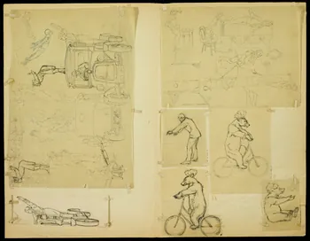 partie d'un ensemble de dessins Ours sur une bicyclette 1968.102.4955.52  Photo Mucem