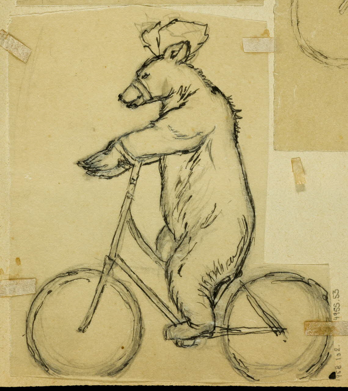 partie d'un ensemble de dessins Ours sur une bicyclette 1968.102.4955.53 Photo Mucem