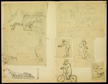 partie d'un ensemble de dessins Ours sur une bicyclette 1968.102.4955.53  Photo Mucem