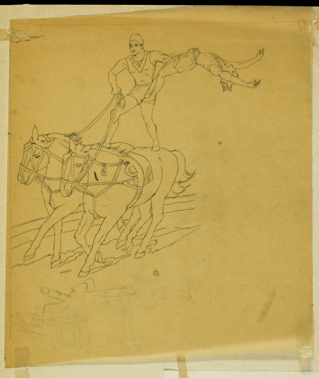 partie d'un ensemble de dessins Acrobatie équestre 1968.102.4955.55 Photo Mucem