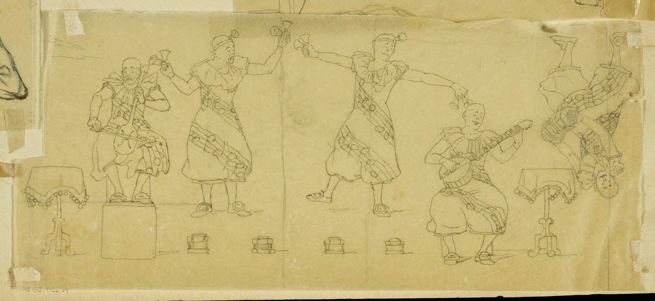 partie d'un ensemble de dessins Clowns musiciens 1968.102.4955.59 Photo Mucem