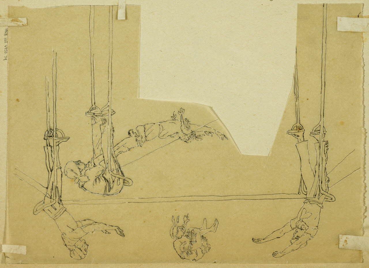 partie d'un ensemble de dessins Acrobates sur échasses 1968.102.4955.79 Photo Mucem