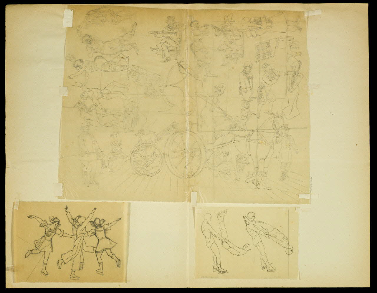 partie d'un ensemble de dessins Acrobates portant des patins à glace 1968.102.4955.85  Photo Mucem