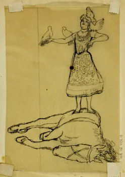 partie d'un ensemble de dessins Femme sur le flanc d'un cheval 1968.102.4956.19 Photo Mucem