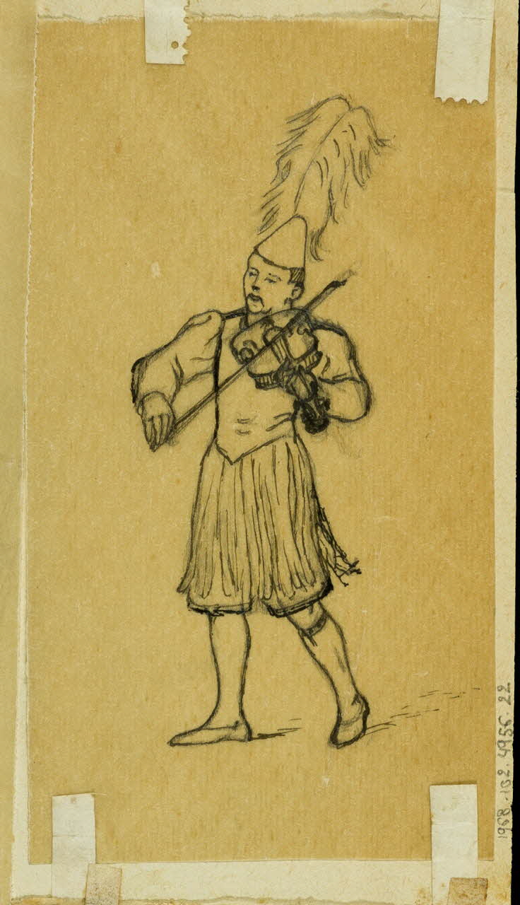 partie d'un ensemble de dessins Clown violoniste 1968.102.4956.22 Photo Mucem