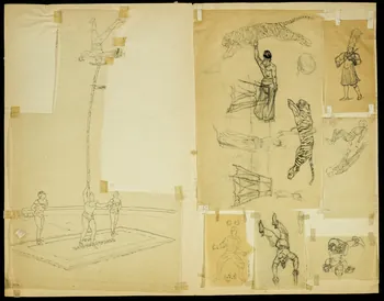 partie d'un ensemble de dessins Clown violoniste 1968.102.4956.22  Photo Mucem