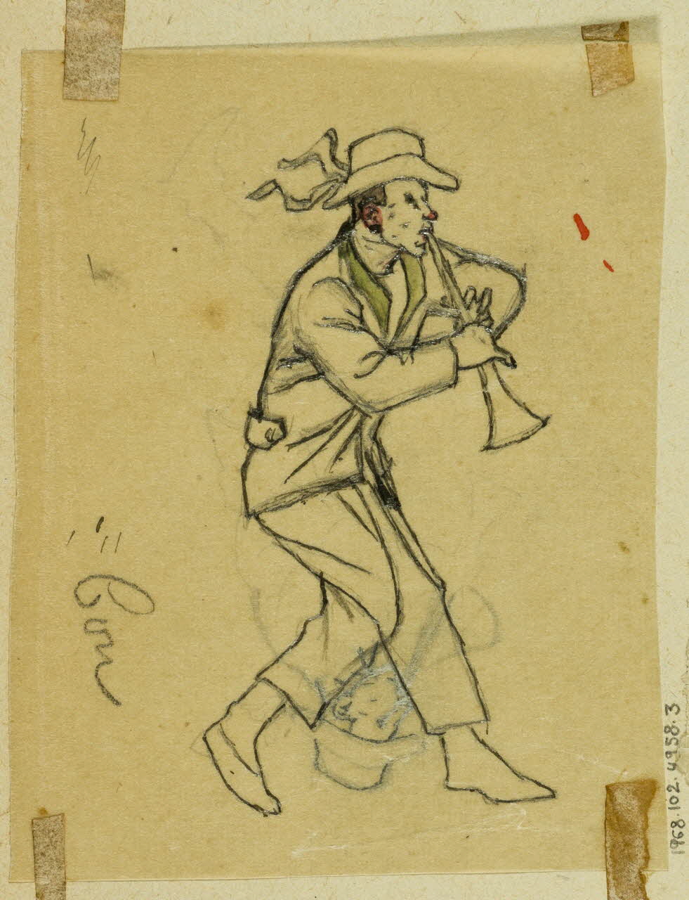 partie d'un ensemble de dessins Clown jouant de la trompette 1968.102.4958.3 Photo Mucem