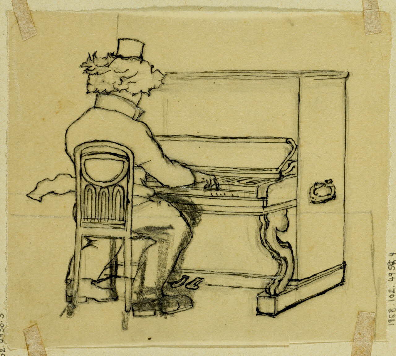 partie d'un ensemble de dessins Pianiste 1968.102.4958.4 Photo Mucem