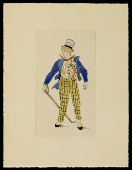 partie d'un ensemble de dessins Théâtre Papillon  Alexandre Parisot  comique  dans Marie-Jeanne  (un peu avant 1900) 1968.102.4984  Photo Mucem