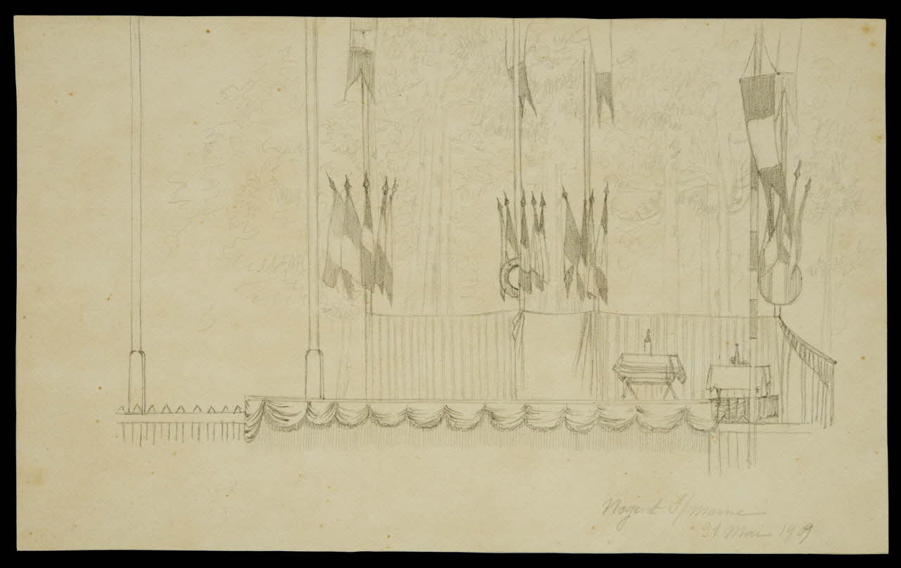 partie d'un ensemble de dessins Décor de scène à Nogent-sur-Marne 1968.102.4993 Photo Mucem