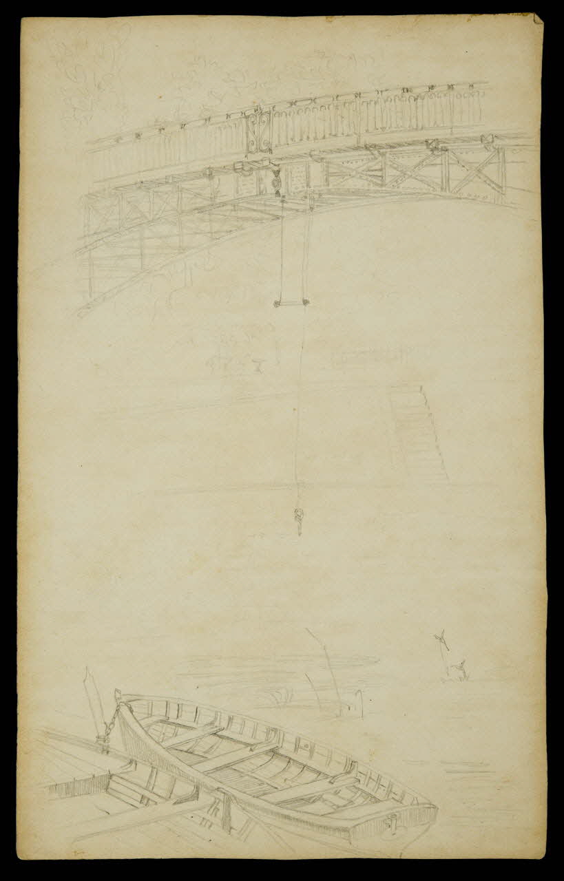 partie d'un ensemble de dessins Trapèze suspendu à un pont 1968.102.4998 Photo Mucem