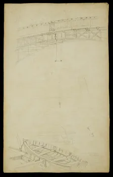 partie d'un ensemble de dessins Trapèze suspendu à un pont 1968.102.4998  Photo Mucem