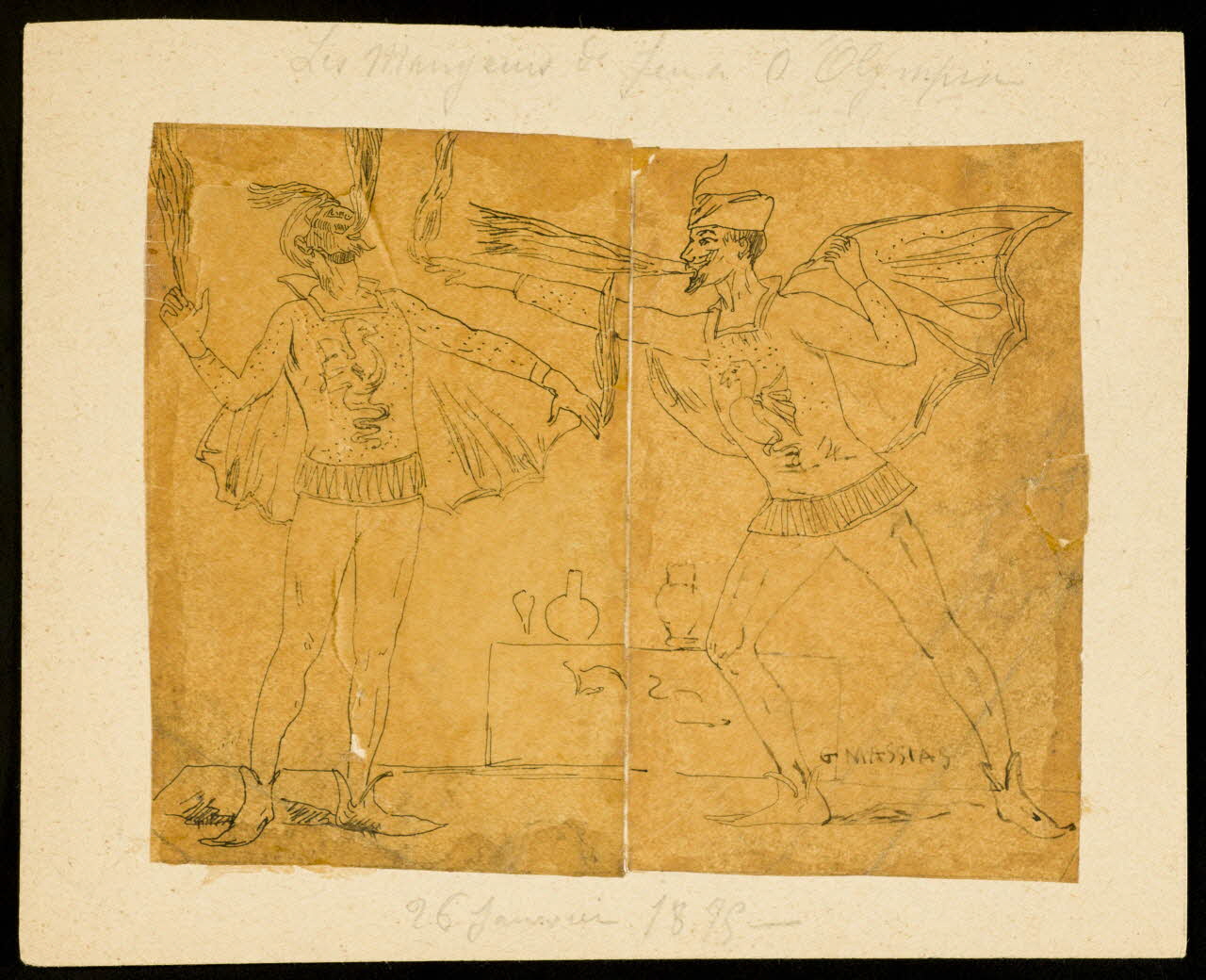 partie d'un ensemble de dessins Les Mangeurs de Jeux d'Olympia  26 Janvier 1895 1968.102.5007 Photo Mucem