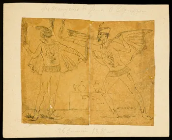 partie d'un ensemble de dessins Les Mangeurs de Jeux d'Olympia  26 Janvier 1895 1968.102.5007 Photo Mucem