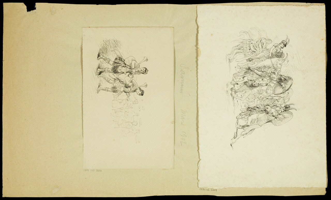 partie d'un ensemble de dessins Spectacle équestre 1968.102.5009 Photo Mucem