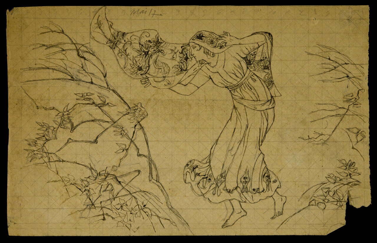 partie d'un ensemble de dessins Femme retenant son foulard dans le vent 1968.102.5016 Photo Mucem