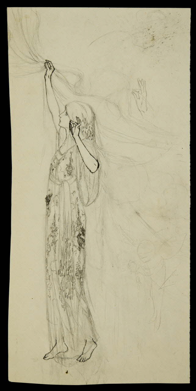 partie d'un ensemble de dessins Femme attrapant un voile 1968.102.5018 Photo Mucem