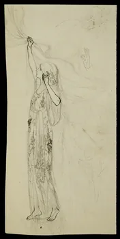 partie d'un ensemble de dessins Femme attrapant un voile 1968.102.5018 Photo Mucem