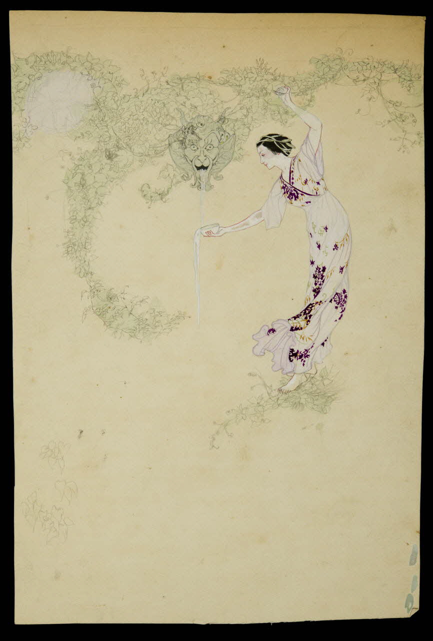 partie d'un ensemble de dessins Femme prenant de l'eau à la fontaine 1968.102.5019 Photo Mucem