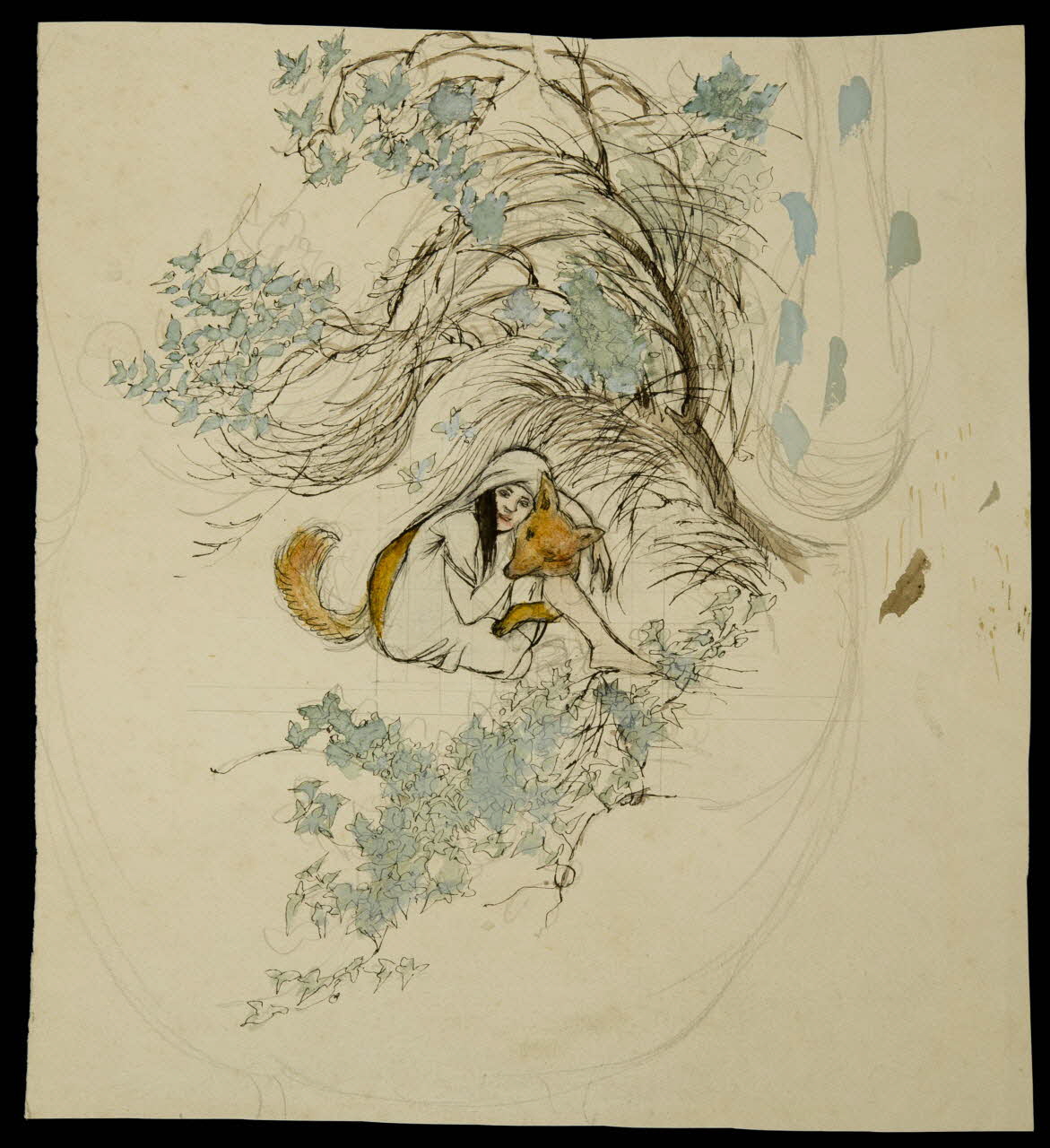 partie d'un ensemble de dessins Femme et renard dans la tempête 1968.102.5023 Photo Mucem