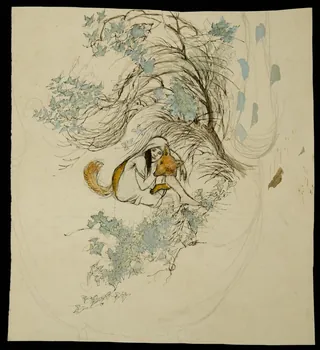 partie d'un ensemble de dessins Femme et renard dans la tempête 1968.102.5023 Photo Mucem